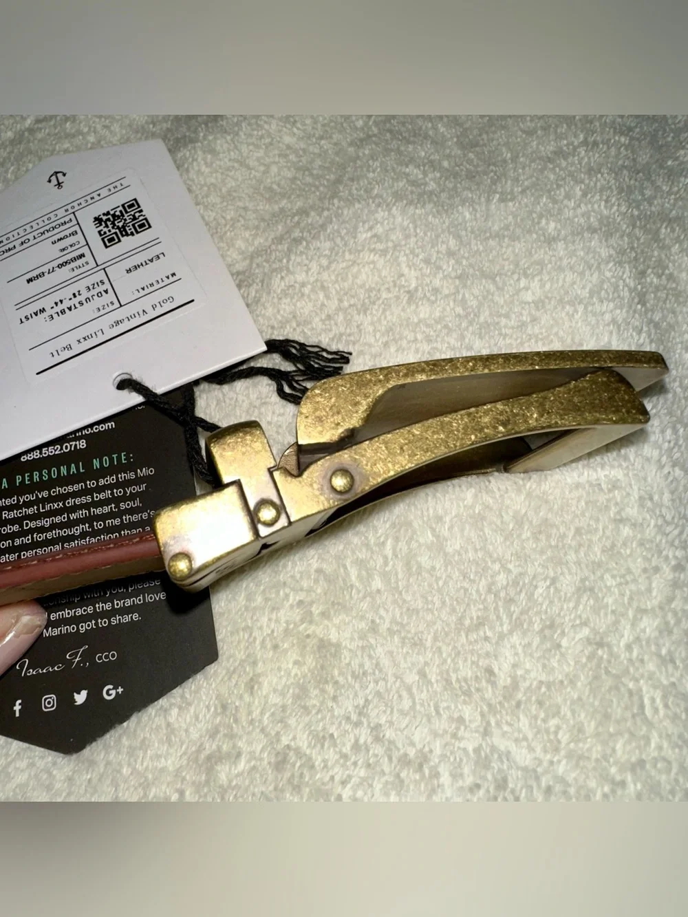 NWT Mio Marino Brown Leather Gold Vintage Linxx Ratchet Dress Belt Sz 28-44